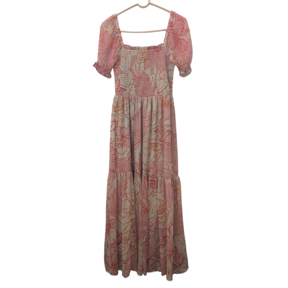 Patrons of Peace Boho Floral Maxi Dress Smocked Bodice Size Small EUC - Picture 2 of 5